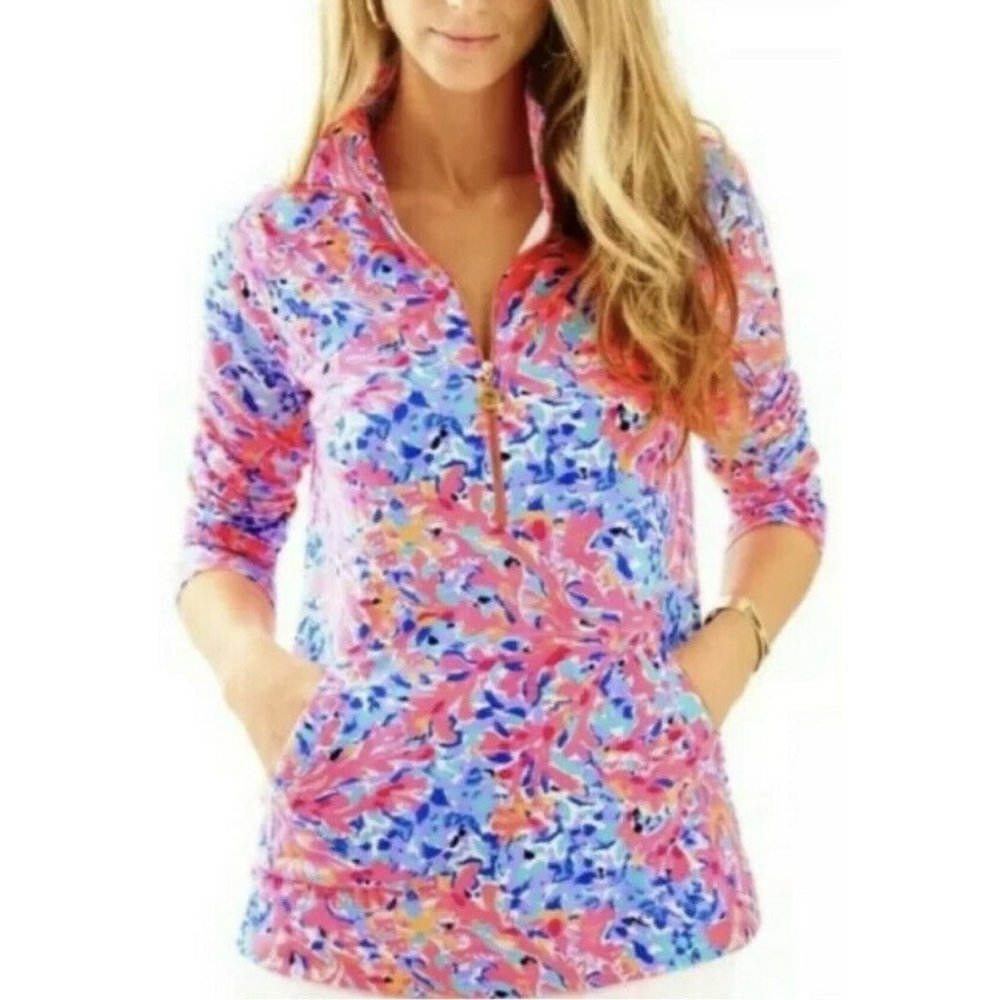 Lilly Pulitzer Coco Coral Crab Pink Popover Sweatshirt XS Excellent WORN ONCE